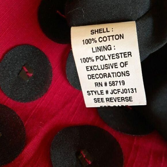 90's Notations Cotton Whimsical Art To Wear 3D Polka Dot Ladybug Blazer Red Sz L - Picture 8 of 8